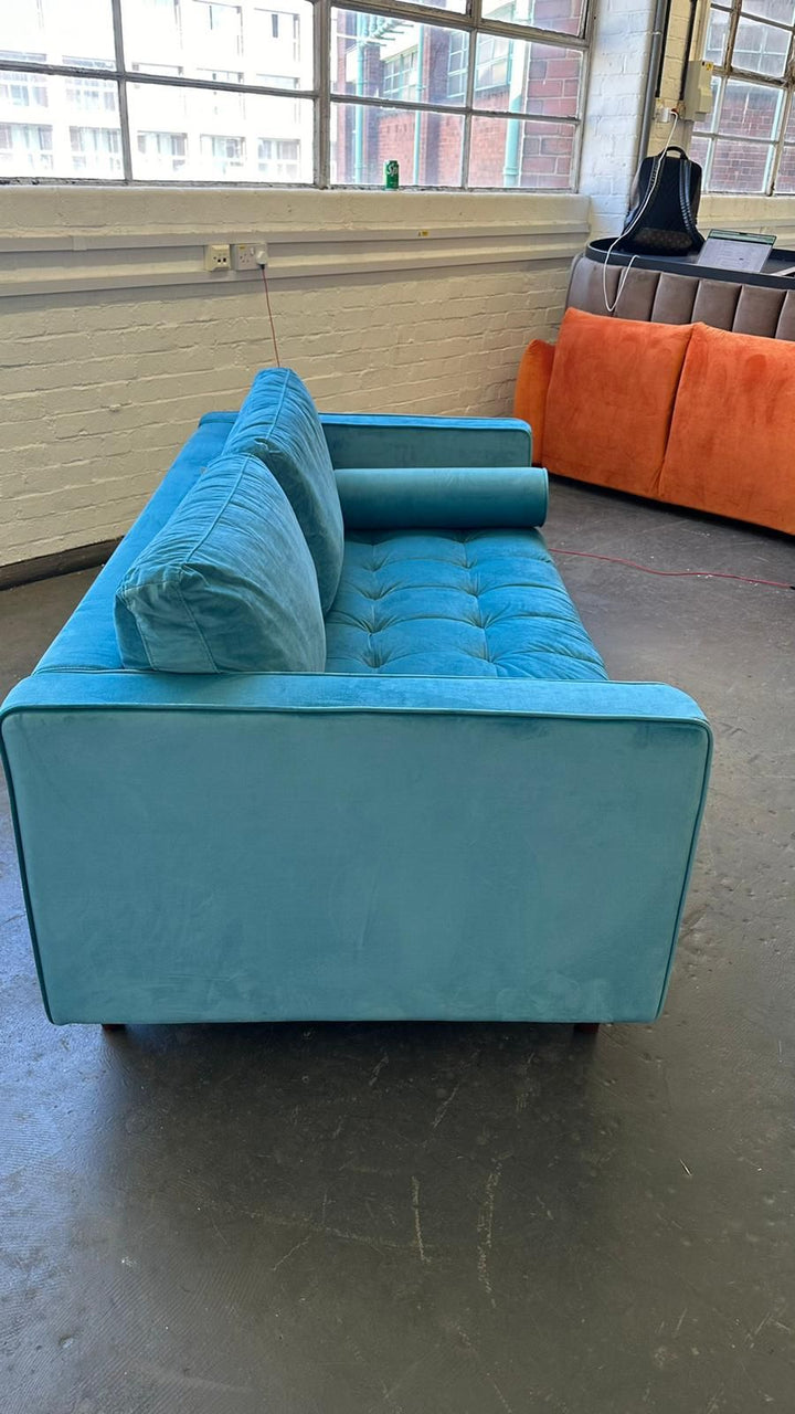 2 Seater Sofa Teal Velvet - W 164 cm x D 92 cm x H 88 cm