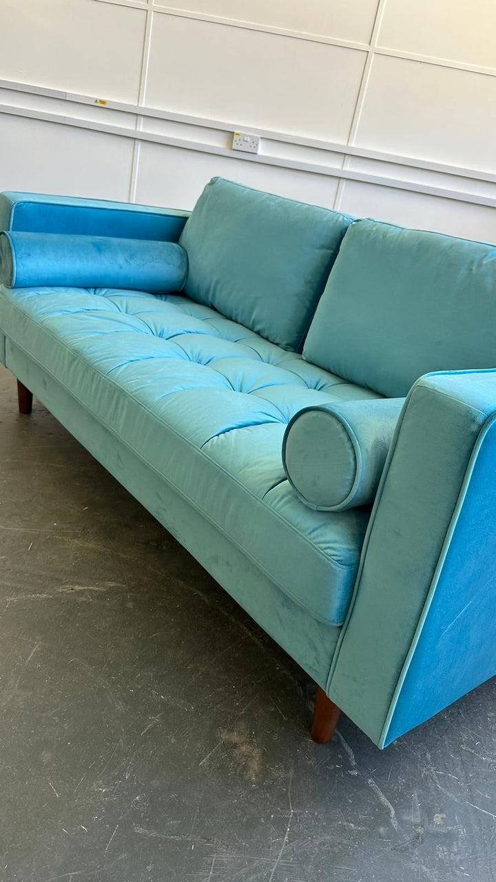 2 Seater Sofa Teal Velvet - W 164 cm x D 92 cm x H 88 cm