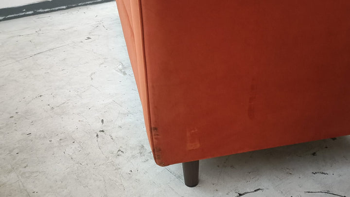 3 Seater Sofa Orange Velvet - W 210 cm x D 92 cm x H 88 cm