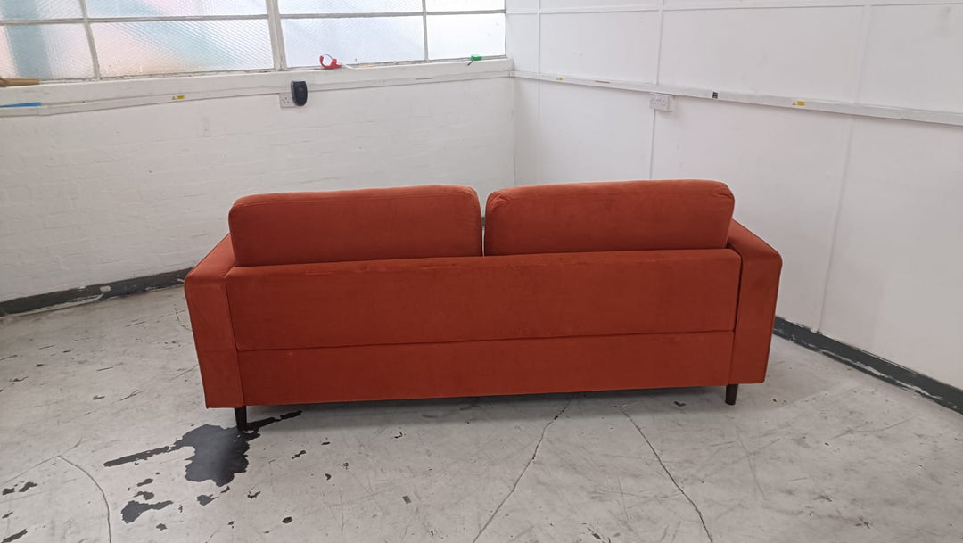 3 Seater Sofa Orange Velvet - W 210 cm x D 92 cm x H 88 cm