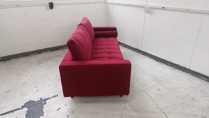 3 Seater Sofa Red Velvet - W 210 cm x D 92 cm x H 88 cm