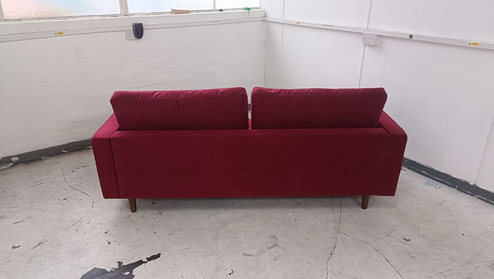 3 Seater Sofa Red Velvet - W 210 cm x D 92 cm x H 88 cm