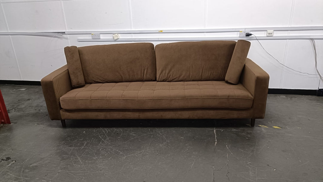 4 Seater Sofa Coffee Brown Velvet - W 280 cm x D 92 cm x H 88 cm