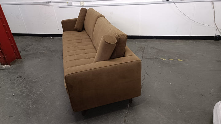 4 Seater Sofa Coffee Brown Velvet - W 280 cm x D 92 cm x H 88 cm