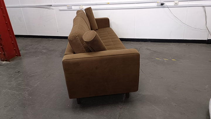 4 Seater Sofa Coffee Brown Velvet - W 280 cm x D 92 cm x H 88 cm