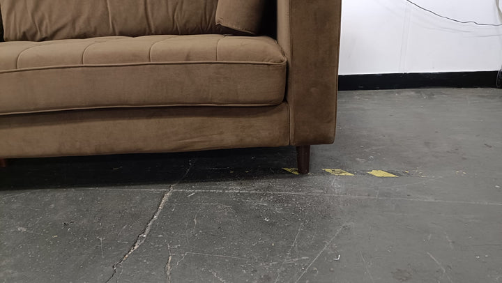 4 Seater Sofa Coffee Brown Velvet - W 280 cm x D 92 cm x H 88 cm