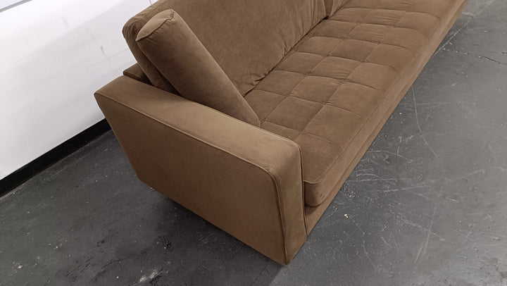 4 Seater Sofa Coffee Brown Velvet - W 280 cm x D 92 cm x H 88 cm