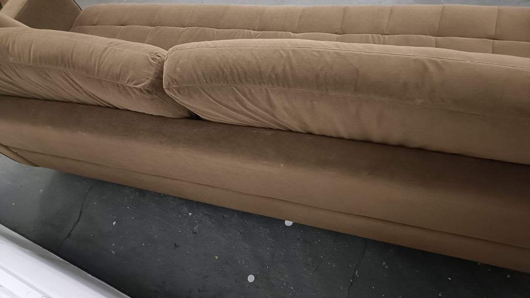 4 Seater Sofa Coffee Brown Velvet - W 280 cm x D 92 cm x H 88 cm