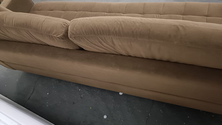 4 Seater Sofa Coffee Brown Velvet - W 280 cm x D 92 cm x H 88 cm