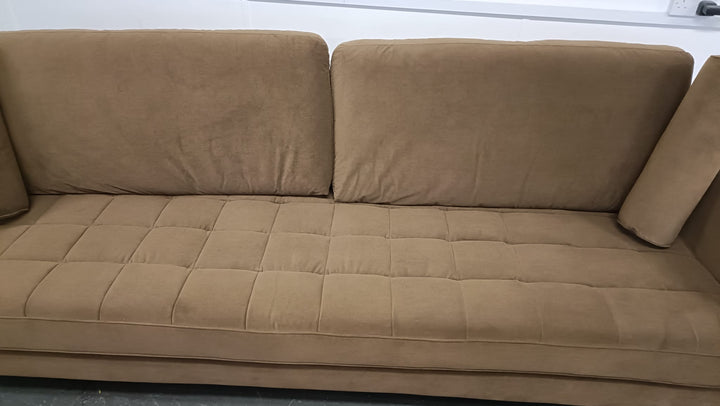 4 Seater Sofa Coffee Brown Velvet - W 280 cm x D 92 cm x H 88 cm