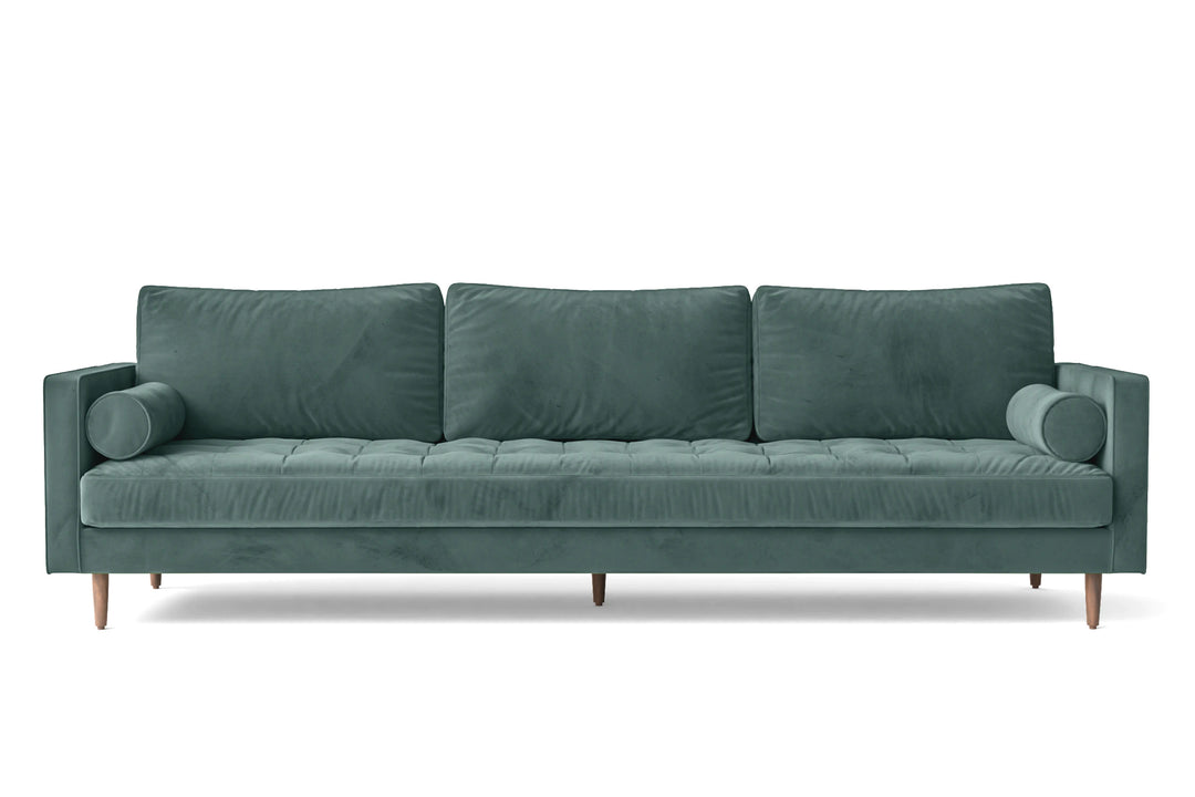 4 Seater Sofa Teal Velvet - W 280 cm x D 92 cm x H 88 cm