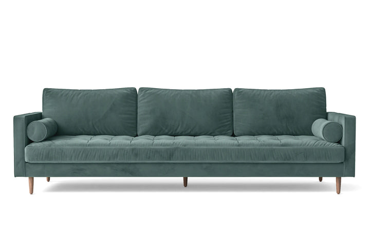 4 Seater Sofa Teal Velvet - W 280 cm x D 92 cm x H 88 cm