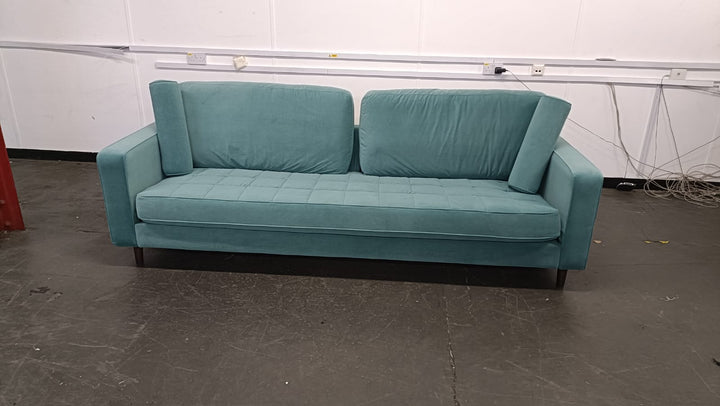 4 Seater Sofa Teal Velvet - W 280 cm x D 92 cm x H 88 cm