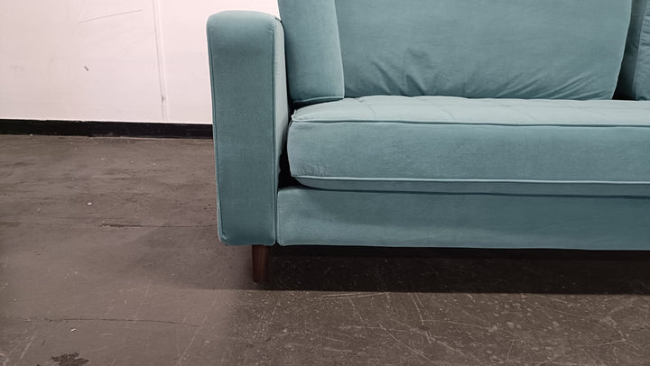 4 Seater Sofa Teal Velvet - W 280 cm x D 92 cm x H 88 cm