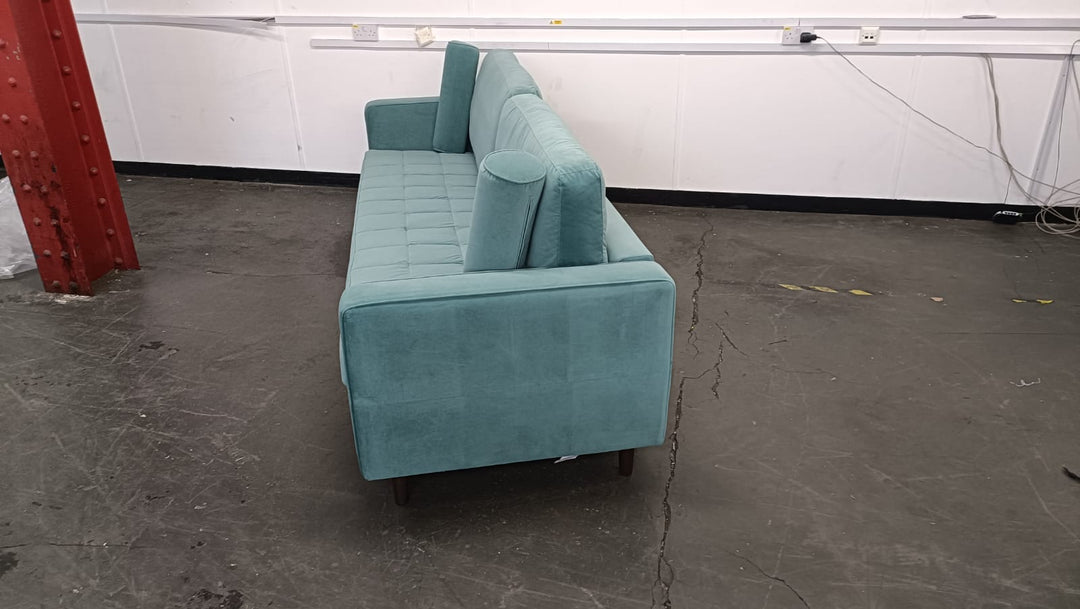 4 Seater Sofa Teal Velvet - W 280 cm x D 92 cm x H 88 cm