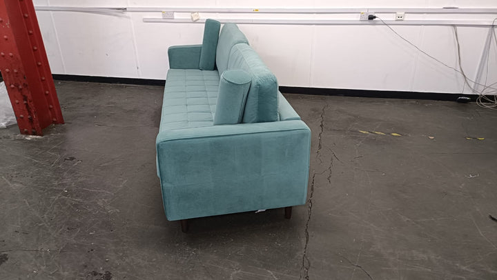 4 Seater Sofa Teal Velvet - W 280 cm x D 92 cm x H 88 cm