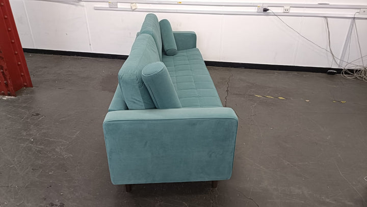 4 Seater Sofa Teal Velvet - W 280 cm x D 92 cm x H 88 cm