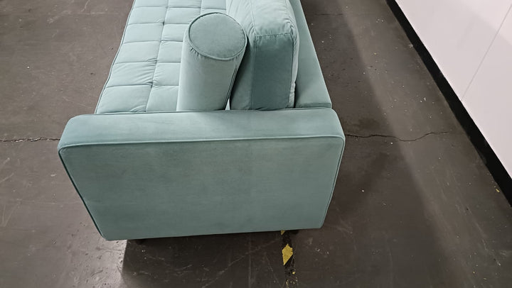 4 Seater Sofa Teal Velvet - W 280 cm x D 92 cm x H 88 cm