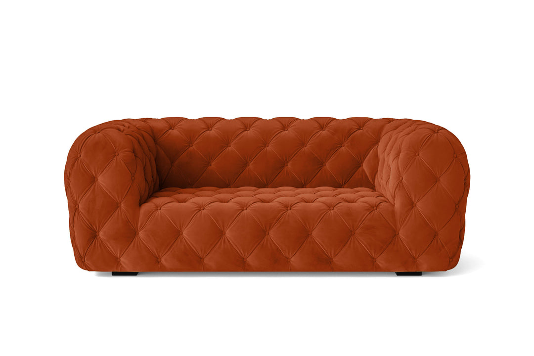 2 Seater Sofa Orange Velvet - W 170 cm x D 96 cm x H 65 cm