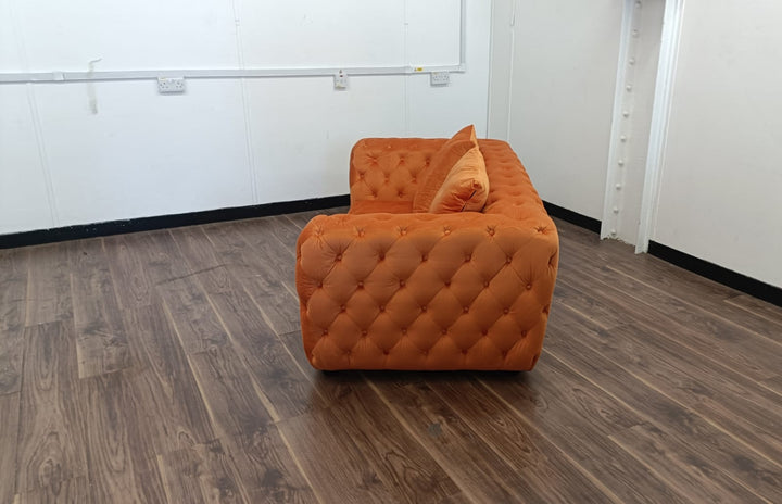 2 Seater Sofa Orange Velvet - W 170 cm x D 96 cm x H 65 cm