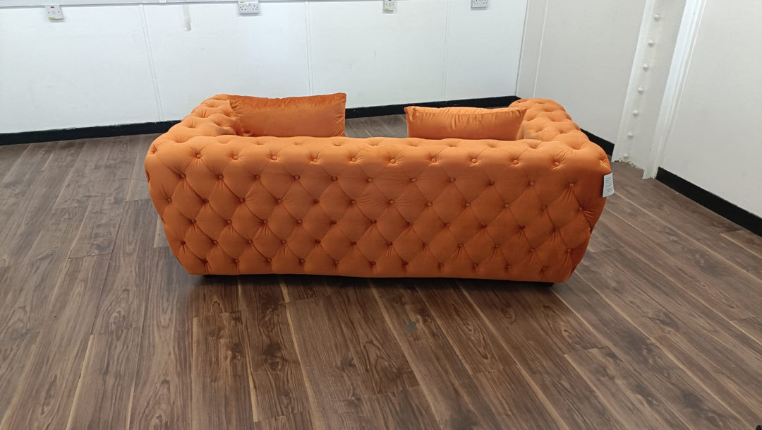 2 Seater Sofa Orange Velvet - W 170 cm x D 96 cm x H 65 cm