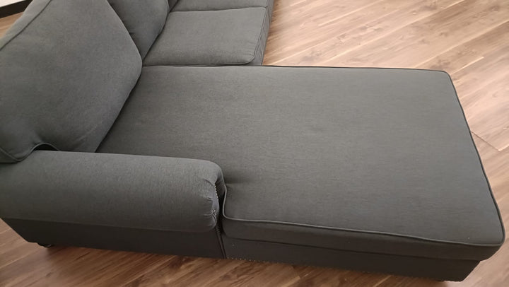 4 Seater Left Hand Facing Chaise Lounge Corner Sofa Black Linen Fabric - W 300 cm x D 95 cm x H 90 cm