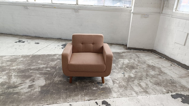 Armchair Caramel Linen Fabric - W 89 cm x D 89 cm x H 76 cm