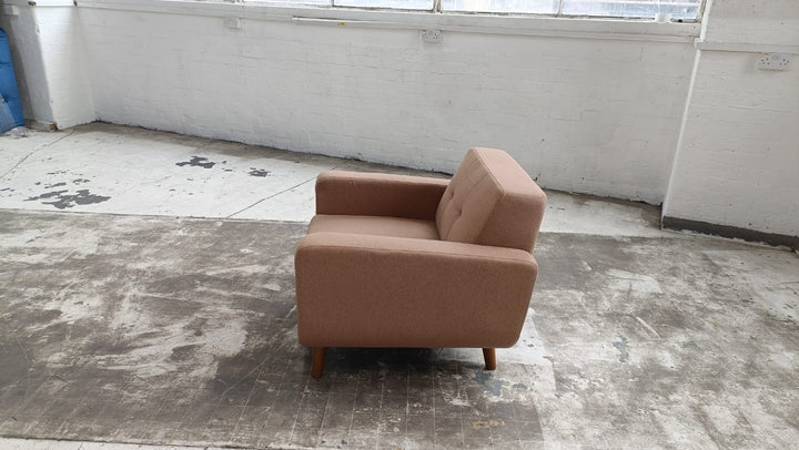 Armchair Caramel Linen Fabric - W 89 cm x D 89 cm x H 76 cm