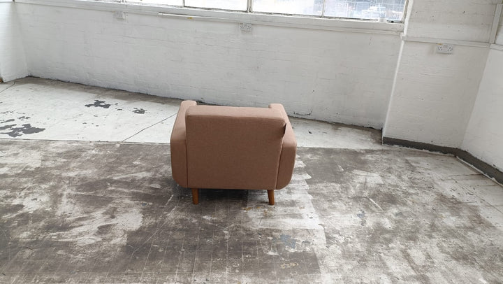 Armchair Caramel Linen Fabric - W 89 cm x D 89 cm x H 76 cm