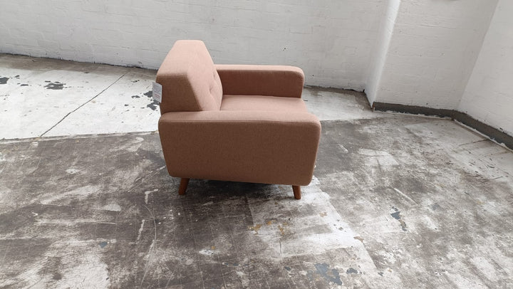 Armchair Caramel Linen Fabric - W 89 cm x D 89 cm x H 76 cm