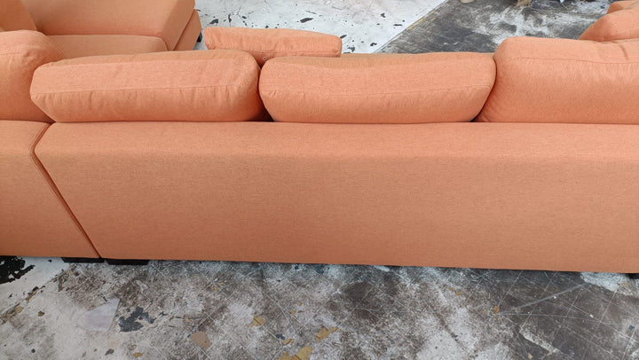 4 Seater Right Hand Facing Chaise Lounge Corner Sofa Orange Linen Fabric - W 312 cm x D 97 cm x H 82 cm