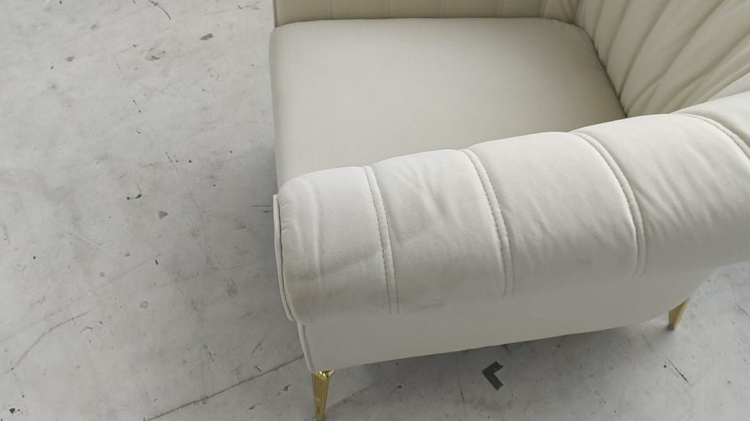 Armchair Cream Velvet - W 110 cm x D 90 cm x H 88 cm