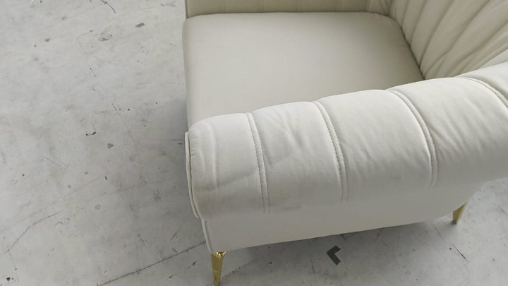 Armchair Cream Velvet - W 110 cm x D 90 cm x H 88 cm