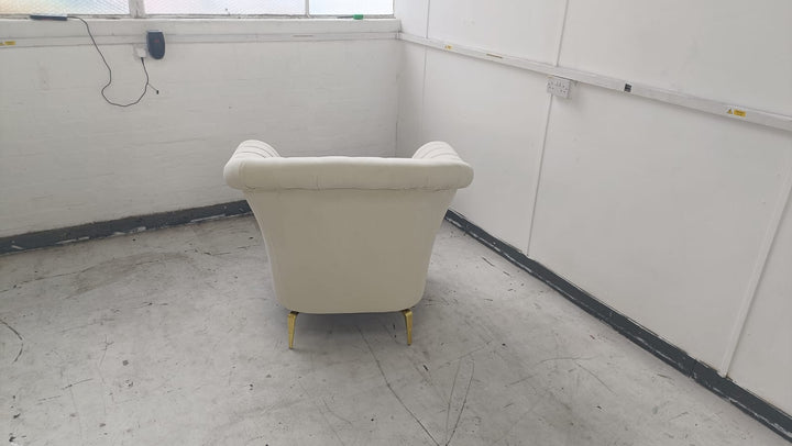 Armchair Cream Velvet - W 110 cm x D 90 cm x H 88 cm