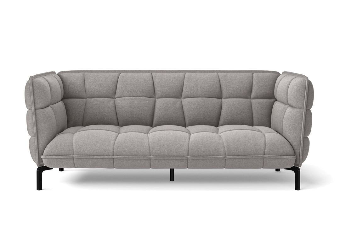 3 Seater Sofa Grey Linen Fabric - W 230 cm x D 94 cm x H 82 cm