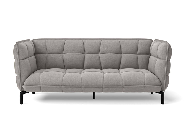 3 Seater Sofa Grey Linen Fabric - W 230 cm x D 94 cm x H 82 cm