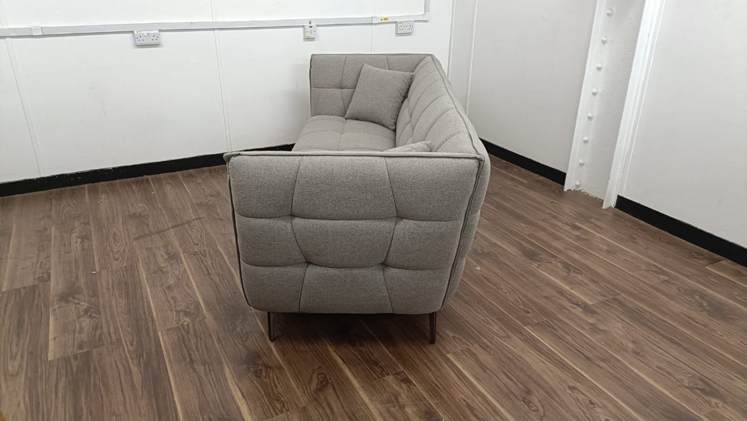 3 Seater Sofa Grey Linen Fabric - W 230 cm x D 94 cm x H 82 cm