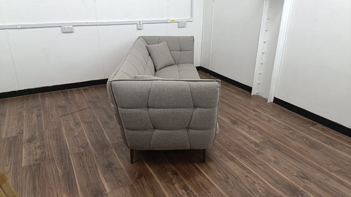 3 Seater Sofa Grey Linen Fabric - W 230 cm x D 94 cm x H 82 cm