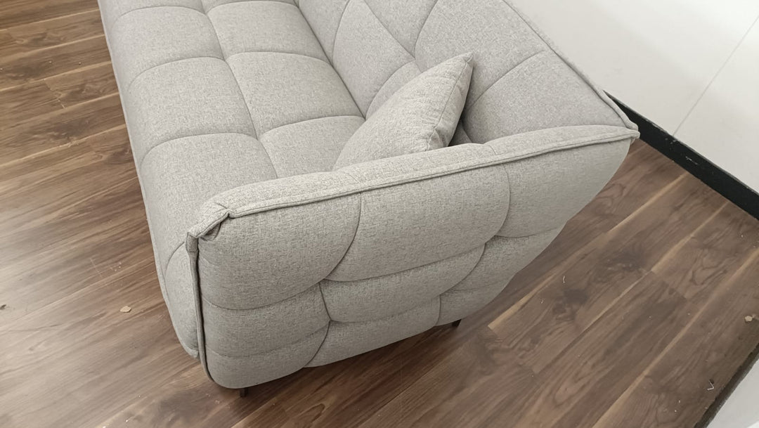 3 Seater Sofa Grey Linen Fabric - W 230 cm x D 94 cm x H 82 cm
