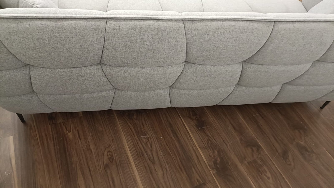 3 Seater Sofa Grey Linen Fabric - W 230 cm x D 94 cm x H 82 cm