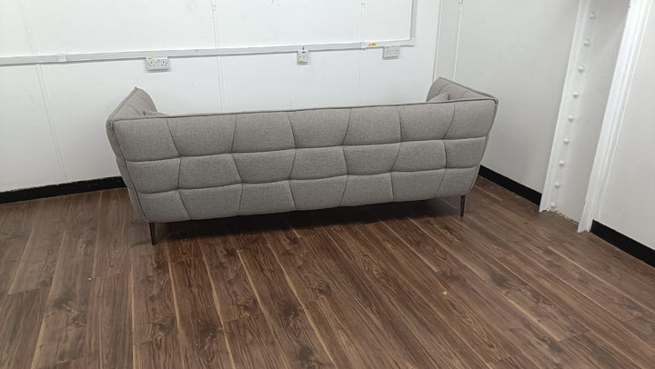 3 Seater Sofa Grey Linen Fabric - W 230 cm x D 94 cm x H 82 cm