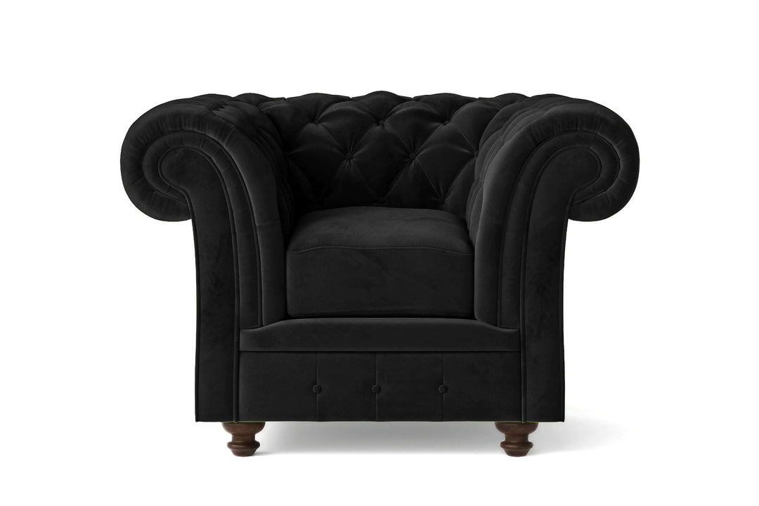 Armchair Black Velvet - W 110 cm x D 83 cm x H 74 cm