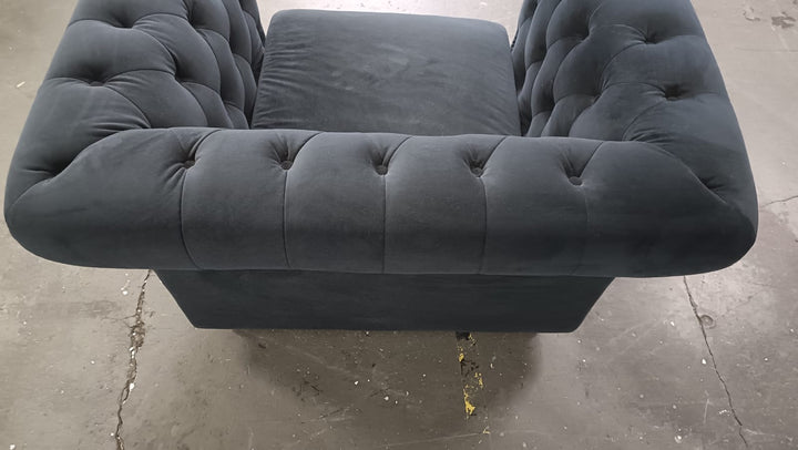 Armchair Black Velvet - W 110 cm x D 83 cm x H 74 cm