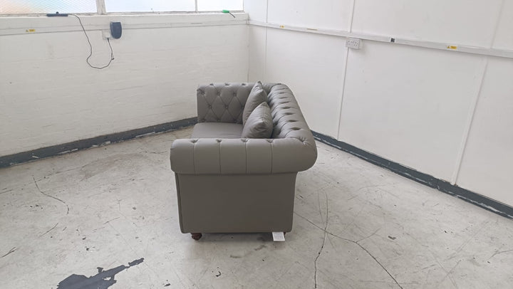 2 Seater Sofa Grey Leather - W 166 cm x D 83 cm x H 74 cm