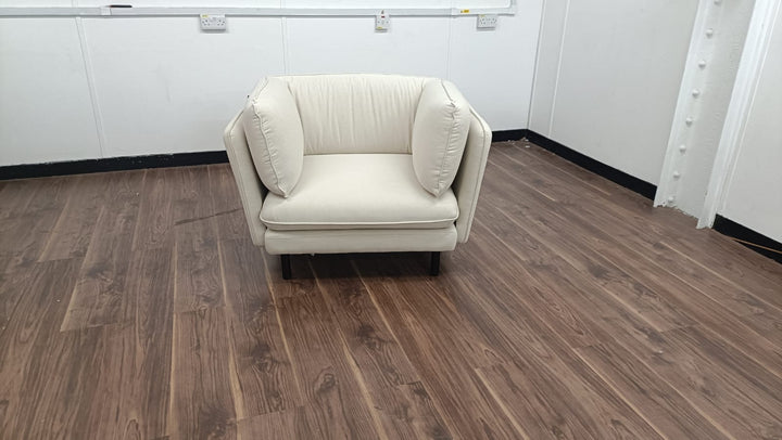 Armchair Cream Linen Fabric - W 93 cm x D 93 cm x H 83 cm