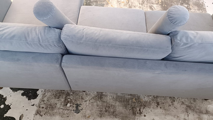 3 Seater Right Hand Facing Chaise Lounge Corner Sofa Grey Velvet - W 260 cm x D 88 cm x H 78 cm