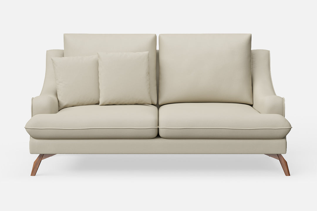 2 Seater Sofa Cream Leather - W 170 cm x D 90 cm x H 81 cm