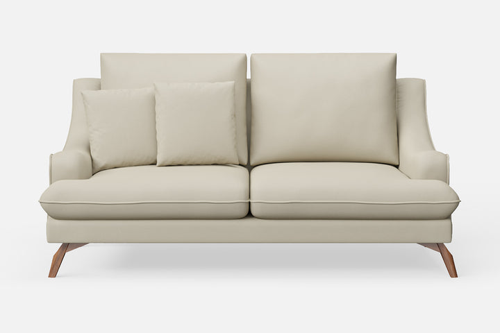 2 Seater Sofa Cream Leather - W 170 cm x D 90 cm x H 81 cm