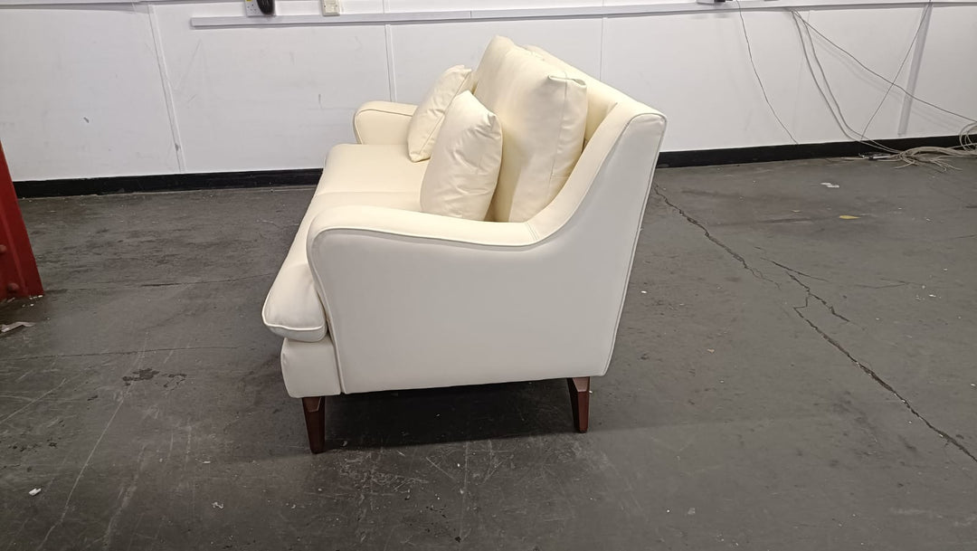 2 Seater Sofa Cream Leather - W 170 cm x D 90 cm x H 81 cm