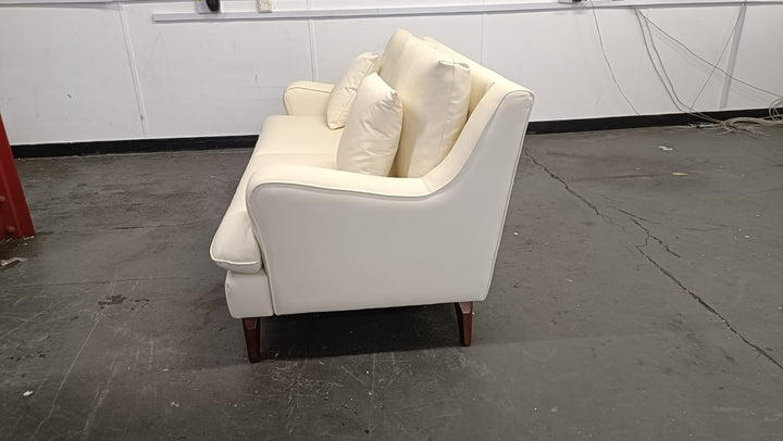 2 Seater Sofa Cream Leather - W 170 cm x D 90 cm x H 81 cm